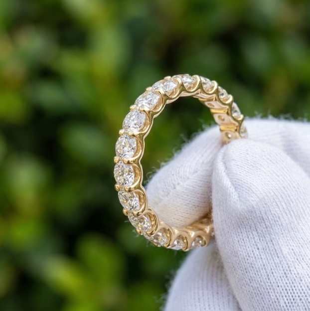 3CTW Round Lab Grown Diamond 3.5mm Width Eternity Band Ring | Round Cut Shared Prong Wedding Band | Minimalist Stackable Anniversary Ring