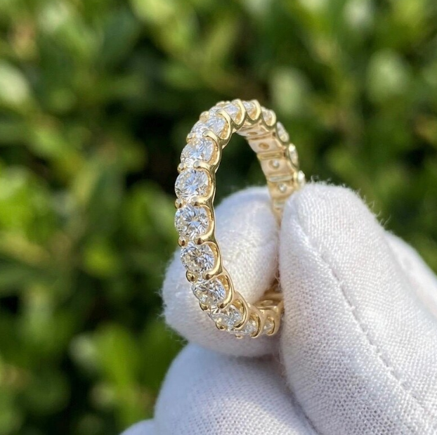 3CTW Round Lab Grown Diamond 3.5mm Width Eternity Band Ring | Round Cut Shared Prong Wedding Band | Minimalist Stackable Anniversary Ring