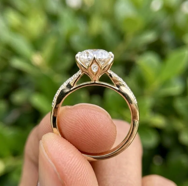 3 Ring Bridal Set with 3 CT Oval E VVS2/VS1 IGI Certified Lab Grown Diamond | Gold Twisted Engagement Ring with Matching Wedding Bands