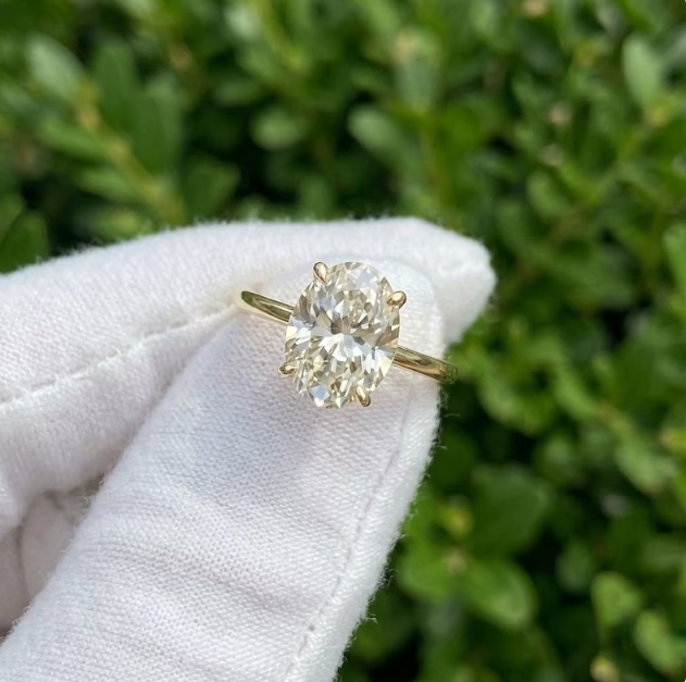 2 Carat E VVS2 IGI Certified Oval Cut Lab Grown Diamond Ring, Solitaire Engagement Ring, Gold Oval Diamond Ring, Minimalist Proposal Ring