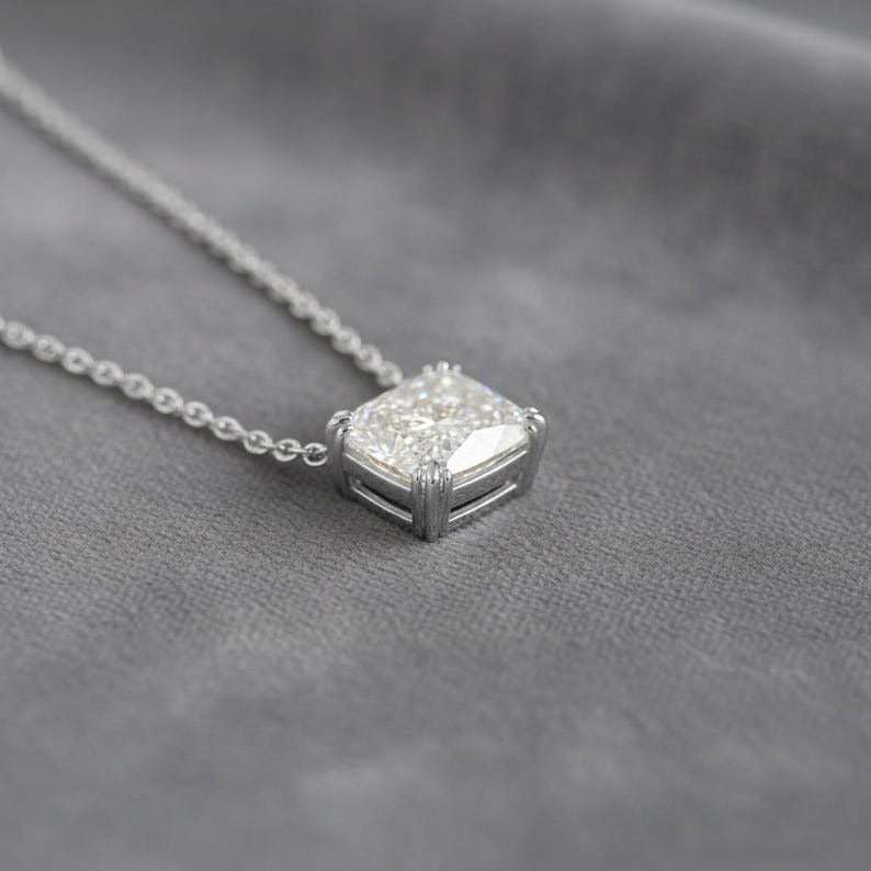 Cushion Cut Moissanite Necklace