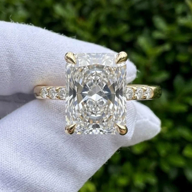 3 Ring Radiant Cut E VVS2/VS1 LabGrown Diamond Bridal Set | IGI Certified 3CT Radiant Engagement Ring Set | Crown Marquise Wedding Band
