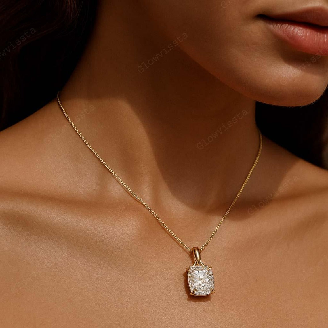 Cushion Cut Moissanite Necklace