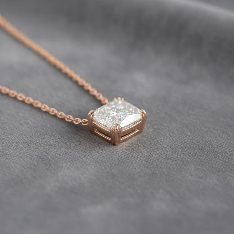 Cushion Cut Moissanite Necklace
