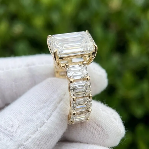 6CTW Emerald Labgrown Diamonds | 3CT Emerald Cut IGI Certified E VVS2/VS1 Lab Grown Diamond Engagement Ring | Multi Emerald Cut Band Ring