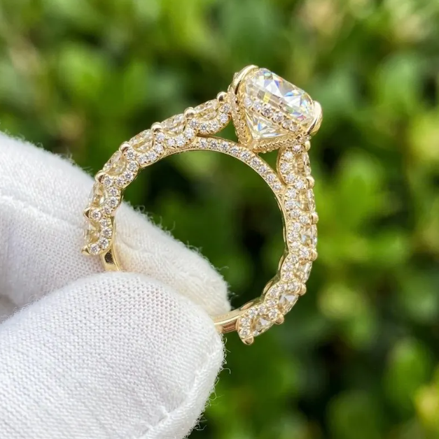 4CT IGI Certified Oval Cut E VVS2/VS1 and 6CTW Lab Growns Diamond Engagement Ring Set in | Hidden Halo Pavé Statement Ring | 2CT Round dia.