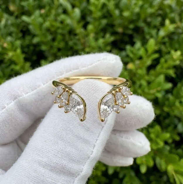 3 Ring E VVS2/VS1 Marquise Diamond Bridal Set | 2CT-3CT-4CT IGI Certified Marquise Lab Grown Diamond Ring Set | Matching Wedding Band Set