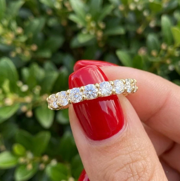 3CTW Round Lab Grown Diamond 3.5mm Width Eternity Band Ring | Round Cut Shared Prong Wedding Band | Minimalist Stackable Anniversary Ring