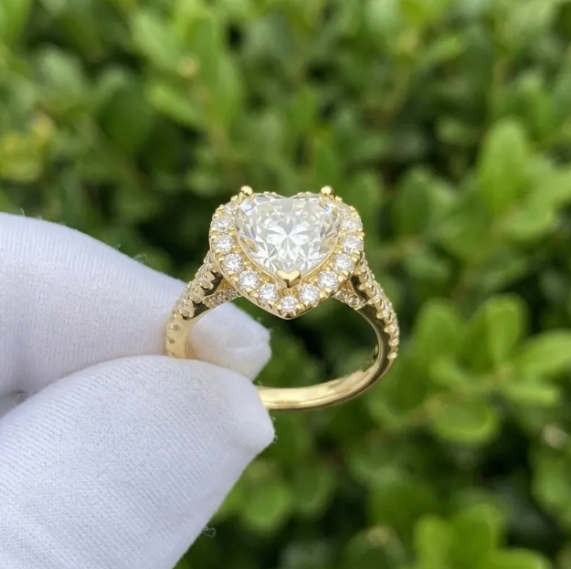 3 CT Heart Cut E VVS2/VS1 Lab Grown Diamond Ring IGI Certified | Halo Engagement Ring | Romantic Heart Shape Promise Ring