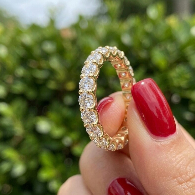 3CTW Round Lab Grown Diamond 3.5mm Width Eternity Band Ring | Round Cut Shared Prong Wedding Band | Minimalist Stackable Anniversary Ring