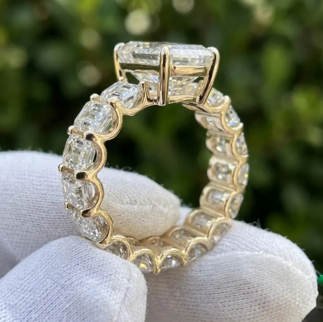 6CTW Emerald Labgrown Diamonds | 3CT Emerald Cut IGI Certified E VVS2/VS1 Lab Grown Diamond Engagement Ring | Multi Emerald Cut Band Ring