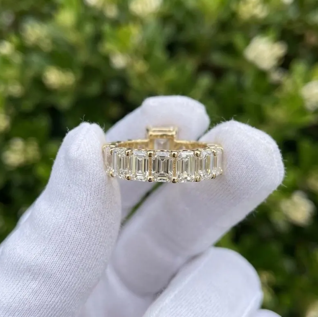 6CTW Emerald Labgrown Diamonds | 3CT Emerald Cut IGI Certified E VVS2/VS1 Lab Grown Diamond Engagement Ring | Multi Emerald Cut Band Ring