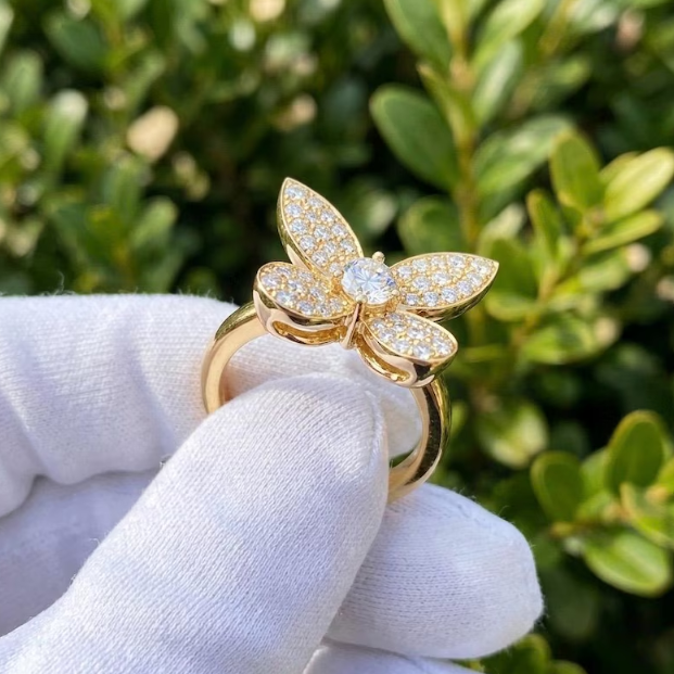 E VVS2 Lab Grown Marquise Diamond Butterfly Ring, Imperial Spark Butterfly Diamond Ring, Unique Nature Inspired Statement Ring