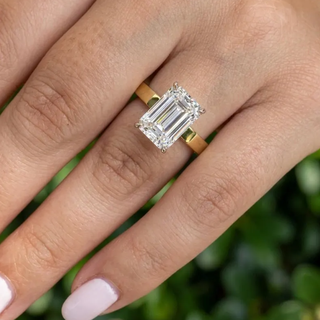 3CT Emerald Cut E VVS2/VS1 LabGrown Diamond Ring Set IGI Certified | Two Ring Bridal Set | Engagement Ring Set | Minimalist Wedding Stack