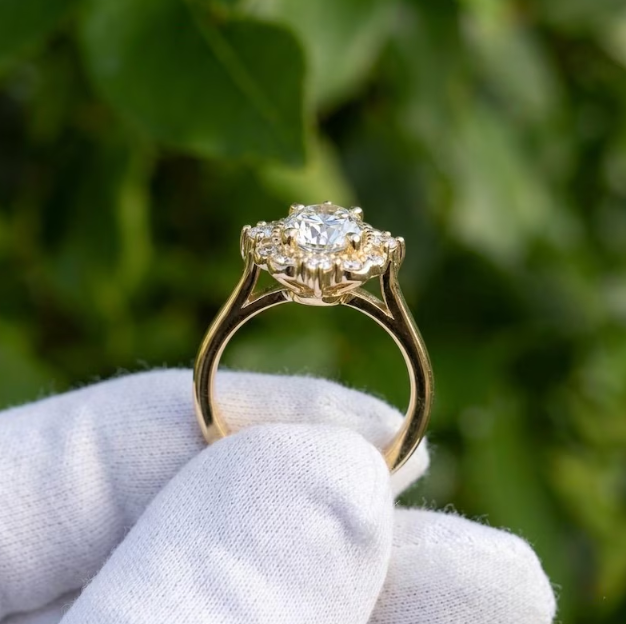 Vintage Inspired 2CT Oval IGI Certified E VVS2/VS1 LabGrown Diamond Halo Ring, Art Deco Unique Engagement Ring for Women