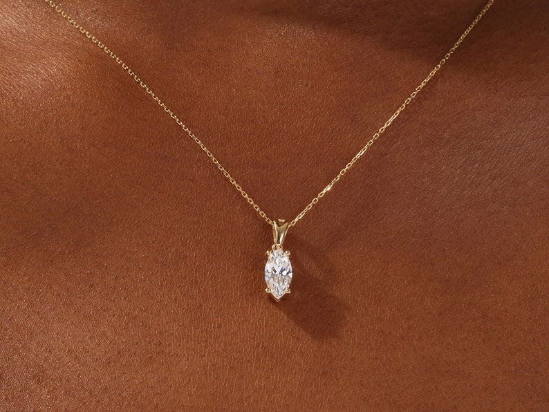 Marquise Cut Solitaire Pendant Necklace