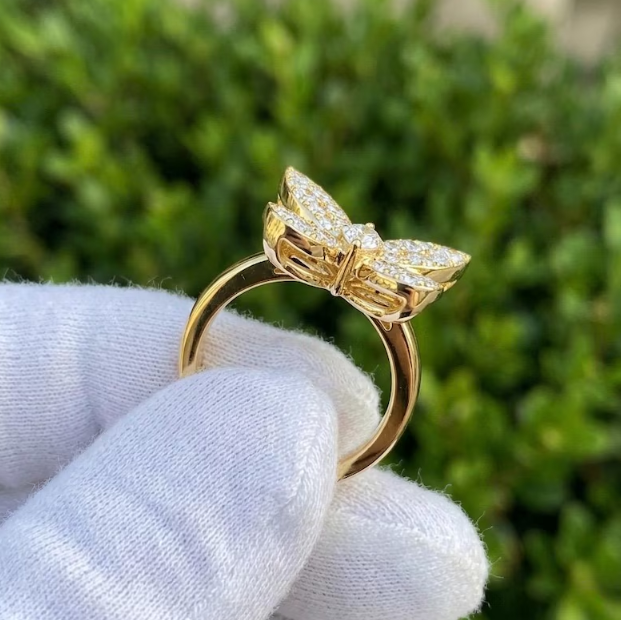 E VVS2 Lab Grown Marquise Diamond Butterfly Ring, Imperial Spark Butterfly Diamond Ring, Unique Nature Inspired Statement Ring