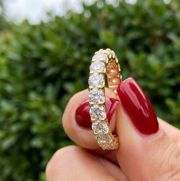 3CTW Round Lab Grown Diamond 3.5mm Width Eternity Band Ring | Round Cut Shared Prong Wedding Band | Minimalist Stackable Anniversary Ring