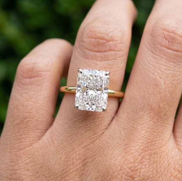 3 CT Radiant Cut E VVS2/VS1 Lab Grown Diamond Ring Set IGI Certified | 3 Piece Bridal Set | Hidden Halo Engagement Ring | Bezel Set