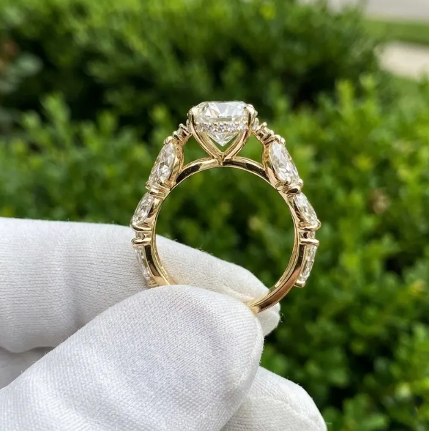 3 CT Oval Cut E VVS2/VS1 Lab Grown Diamond Engagement Ring | IGI Certified Diamond | Floral Halo Diamond Ring | Solid Gold Bridal Ring