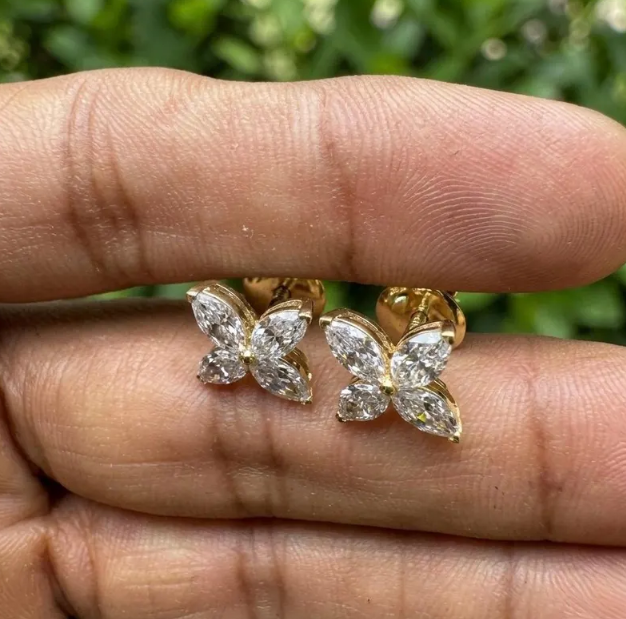 E VVS2/VS1 Labgrown diamond earrings, 2CTW Marquise cut diamond with Screw back Earrings for women anniversary Gift