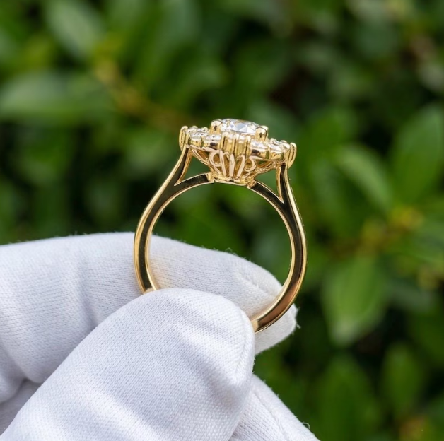 Vintage Inspired 2CT Oval IGI Certified E VVS2/VS1 LabGrown Diamond Halo Ring, Art Deco Unique Engagement Ring for Women