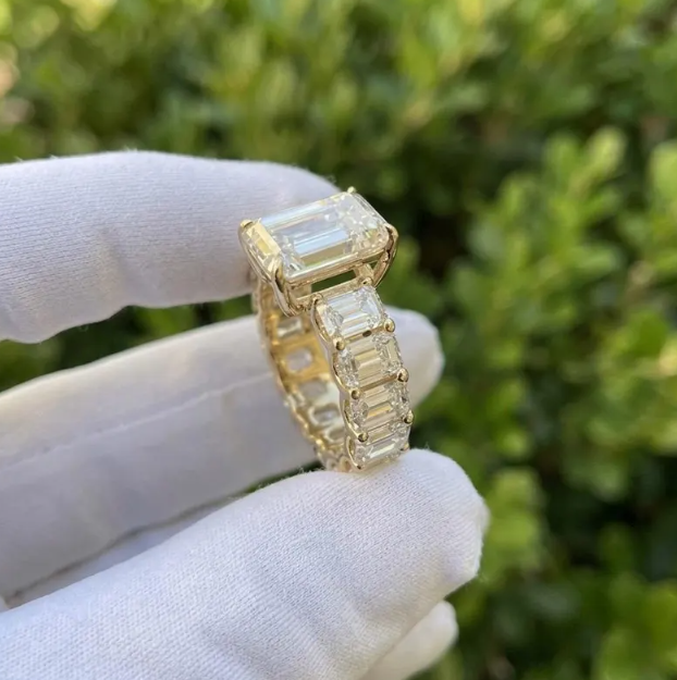 6CTW Emerald Labgrown Diamonds | 3CT Emerald Cut IGI Certified E VVS2/VS1 Lab Grown Diamond Engagement Ring | Multi Emerald Cut Band Ring
