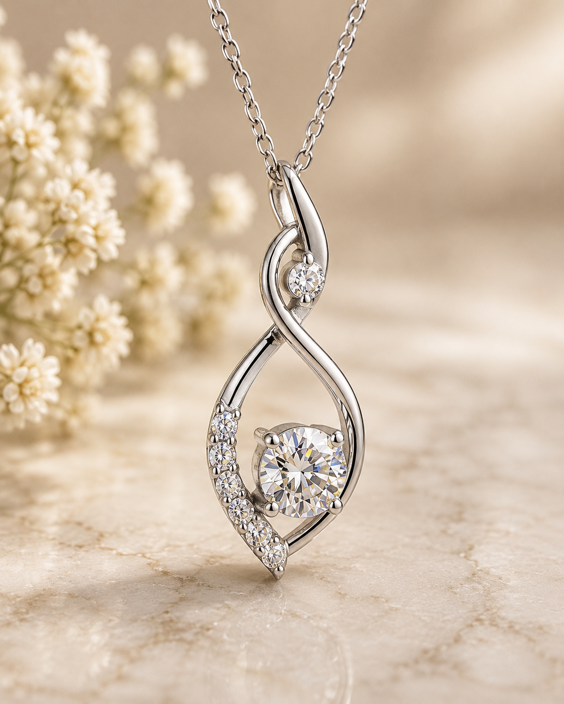 Solid Gold Round Diamond Charm Pendant set