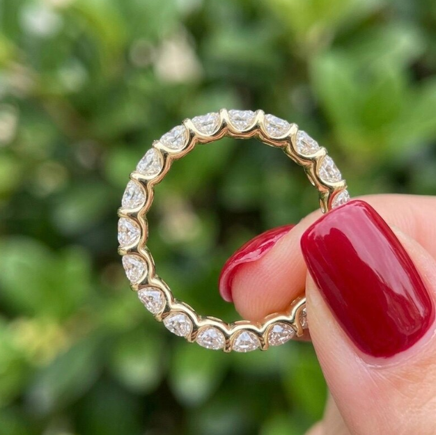 3CTW Round Lab Grown Diamond 3.5mm Width Eternity Band Ring | Round Cut Shared Prong Wedding Band | Minimalist Stackable Anniversary Ring