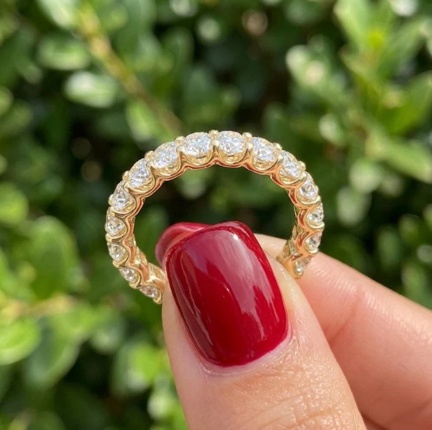 3CTW Round Lab Grown Diamond 3.5mm Width Eternity Band Ring | Round Cut Shared Prong Wedding Band | Minimalist Stackable Anniversary Ring
