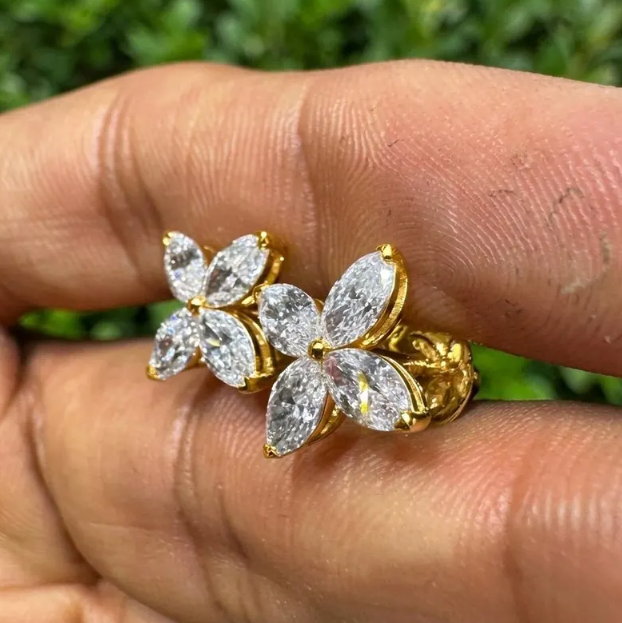 E VVS2/VS1 Labgrown diamond earrings, 2CTW Marquise cut diamond with Screw back Earrings for women anniversary Gift