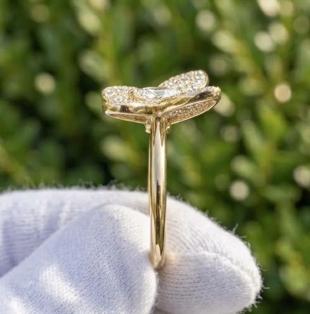 E VVS2 Lab Grown Marquise Diamond Butterfly Ring, Imperial Spark Butterfly Diamond Ring, Unique Nature Inspired Statement Ring