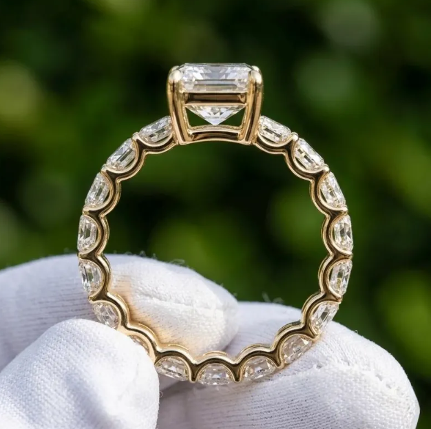 6CTW Emerald Labgrown Diamonds | 3CT Emerald Cut IGI Certified E VVS2/VS1 Lab Grown Diamond Engagement Ring | Multi Emerald Cut Band Ring