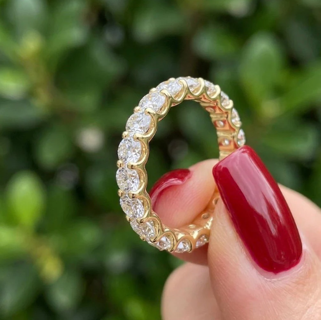 3CTW Round Lab Grown Diamond 3.5mm Width Eternity Band Ring | Round Cut Shared Prong Wedding Band | Minimalist Stackable Anniversary Ring