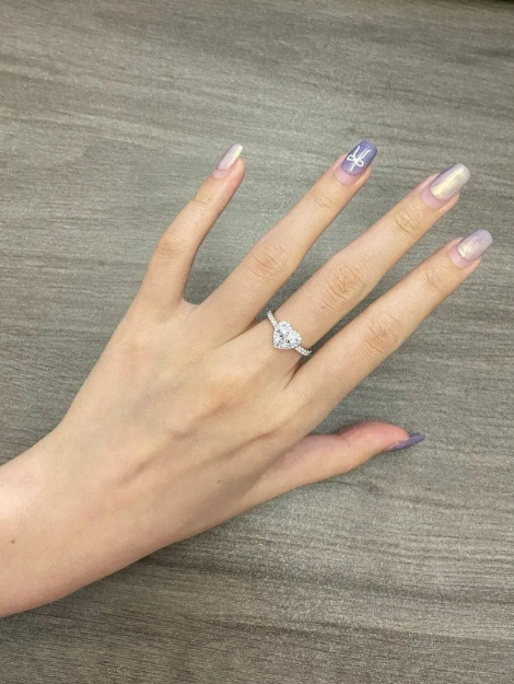 3CT Heart Shape Moissanite Diamond Engagement Ring, Halo Heart Diamond Ring, Romantic Proposal Ring, White Gold Promise Ring