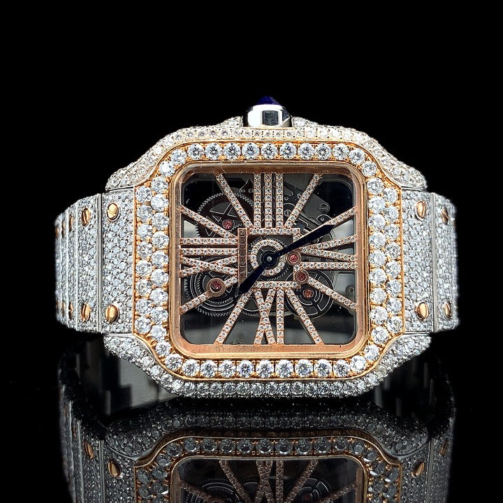 Fancy Custom Made Skeleton Square Dial Watch