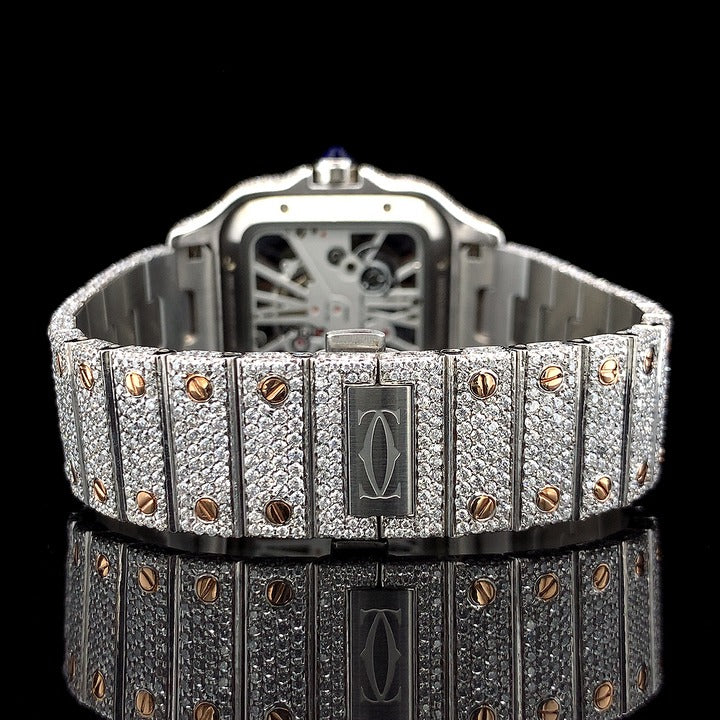 Fancy Custom Made Skeleton Square Dial Watch