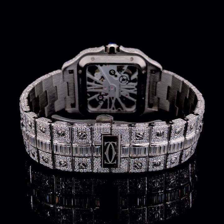 Fancy Custom Made Skeleton Square Dial Watch