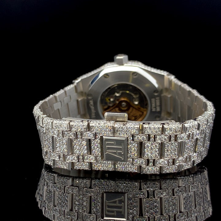 VVS Moissanite Iced Out Watch with Black Silicone Band
