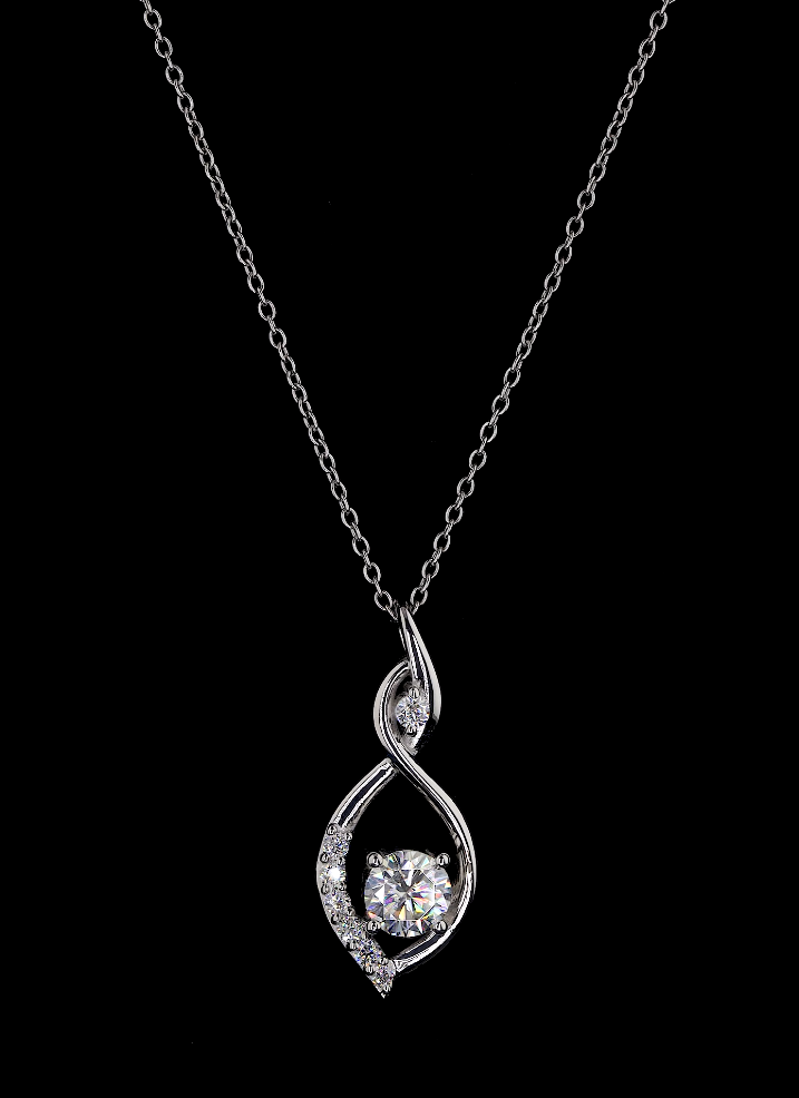 Solid Gold Round Diamond Charm Pendant set