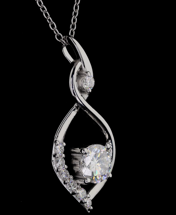 Solid Gold Round Diamond Charm Pendant set