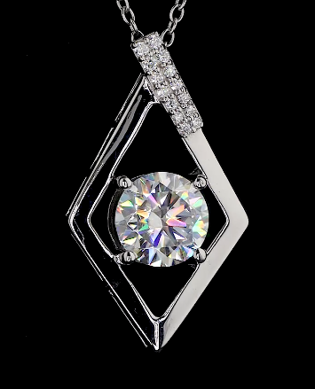 Round Cut Diamond Pendant Necklace, 18K Yellow Gold Twisted Ribbon Design