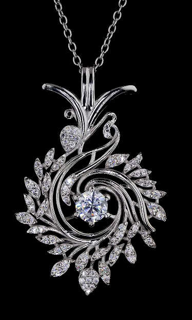 Round Diamond Pendant Necklace | 18K Yellow Gold Leaf Design, Nature Inspired Fine Jewelry