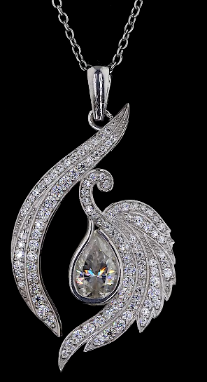 Pear Cut Diamond Swan Pendant Necklace | 18K Yellow Gold Elegant Jewelry