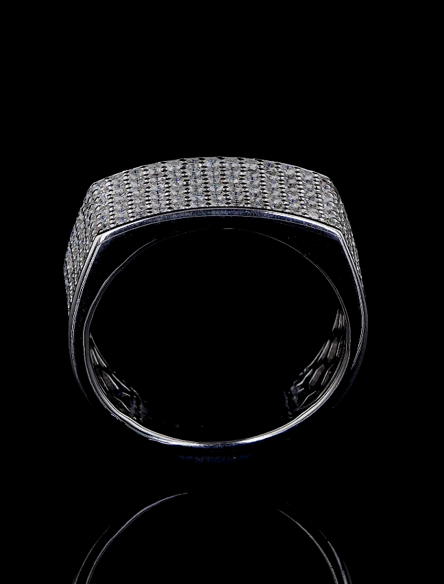 14K Gold Pave Diamond Band, Men's Round Lab Grown Wedding Ring