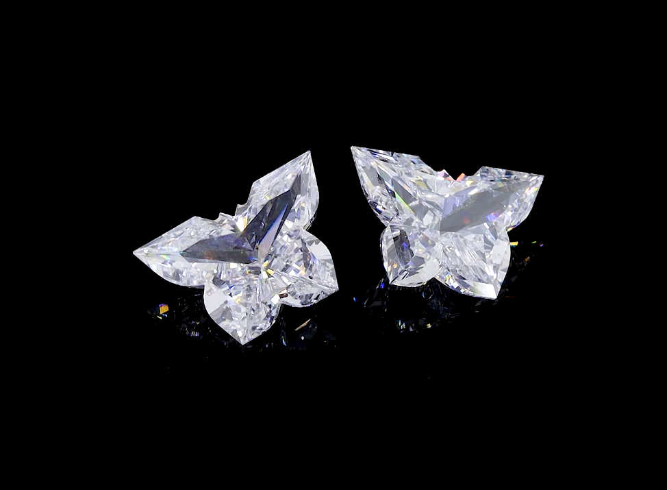DEF VS-VVS 2.00 PAIR LAB GROWN DIAMONDS. BEAUTIFUL BUTTERFLY CUTS