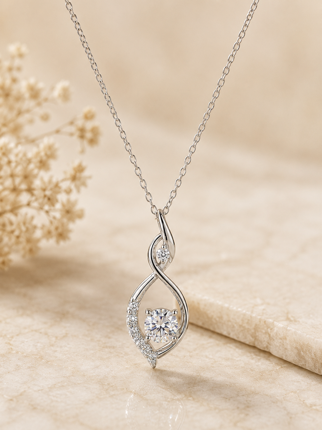 Solid Gold Round Diamond Charm Pendant set